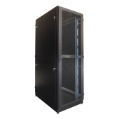 Шкаф серверный напольный 48U (600 × 1000) дверь перфорированная, задние двойные перф., цвет черный